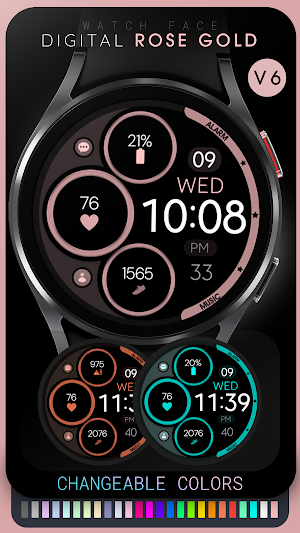 Digital Rose Gold 6 watch face Screenshot 2