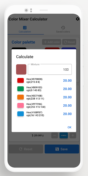Color Mixer Calculator Screenshot 2