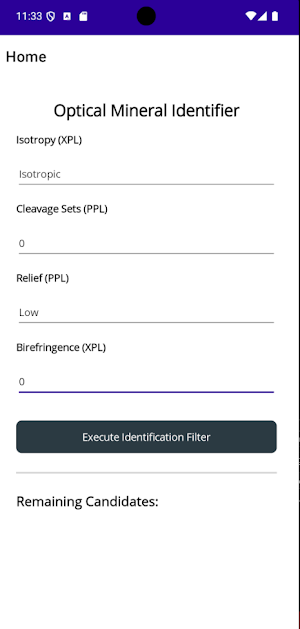 Optical Mineral Identifier Screenshot 0