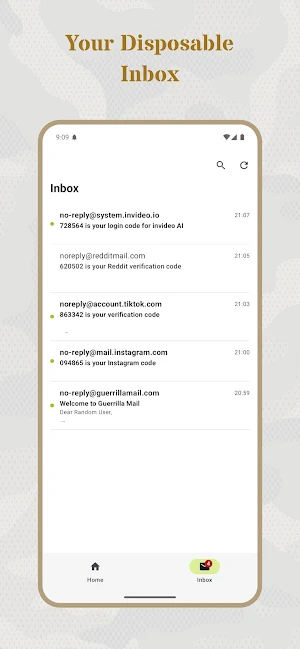Temp Guerilla - Temporary Mail Screenshot 1