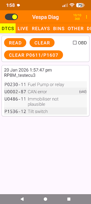 Vespa Diag Screenshot 0