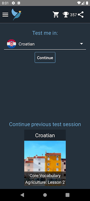 Croatian Language Tests Screenshot 0