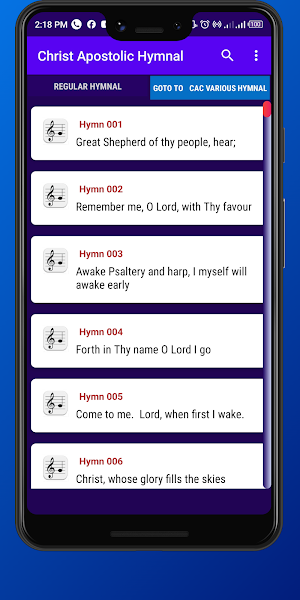 Christ Apostolic Church Hymnal Screenshot 0