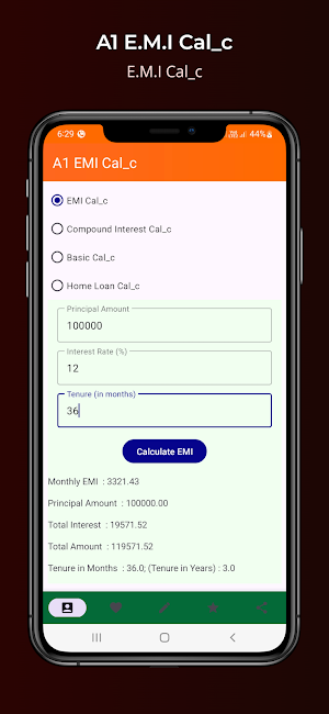 A1 EMI Calc - ALL Loan Planner Screenshot 1