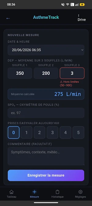 AsthmeTrack Screenshot 1