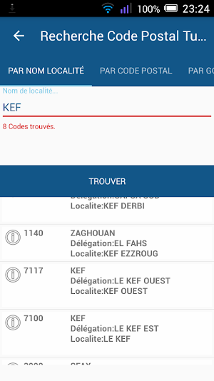 Code Postal Tunisie Screenshot 0
