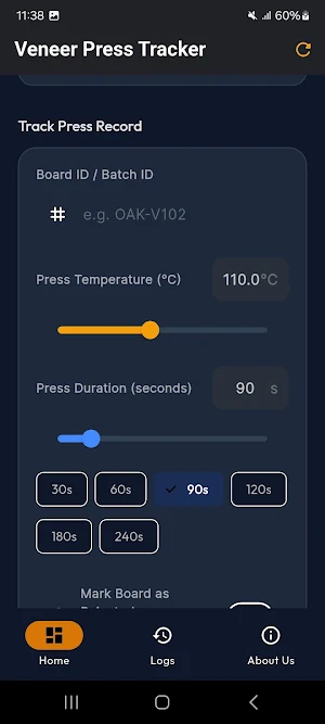 Veneer Press Tracker Screenshot 2