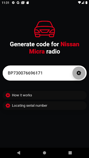 Nissan Micra radio code unlock Screenshot 2