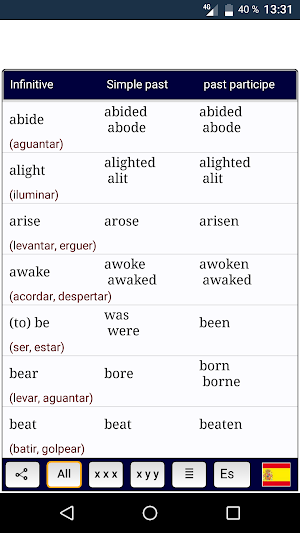 Irregular verbs Screenshot 2