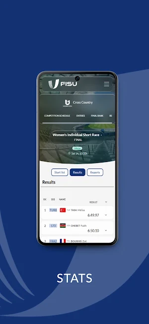 FISU Championships Results Screenshot 3