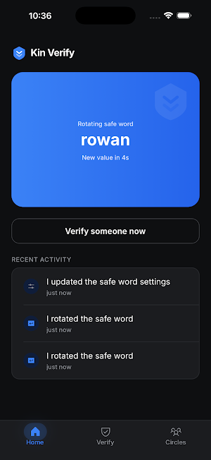 Kin Verify - Family Safe Word Screenshot 1