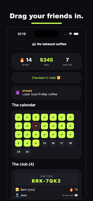 Broke Club: No-Spend Streaks Screenshot 1