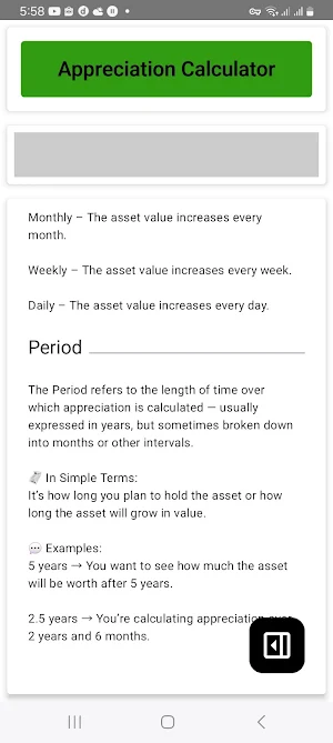 Appreciation Calculator Screenshot 3
