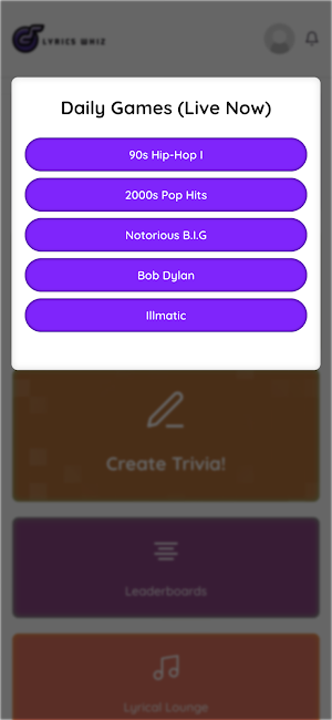 Lyrics Whiz Game Screenshot 1