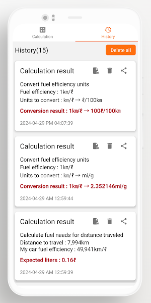 Car Fuel Efficiency Calculator Screenshot 3