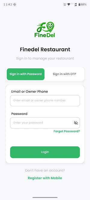 FineDel - Restaurant Partner Screenshot 1