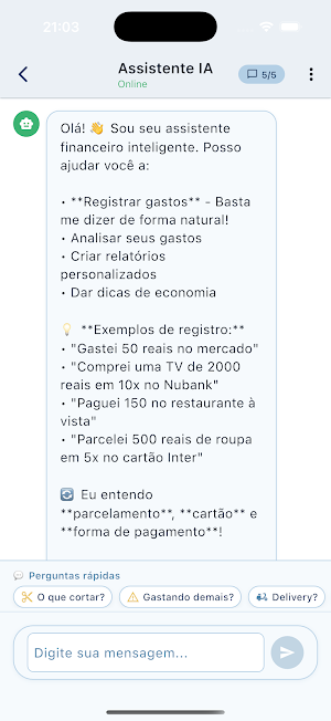 Assistente Financeiro IA Screenshot 1