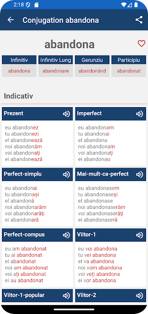 Romanian Verb Conjugation Screenshot 1