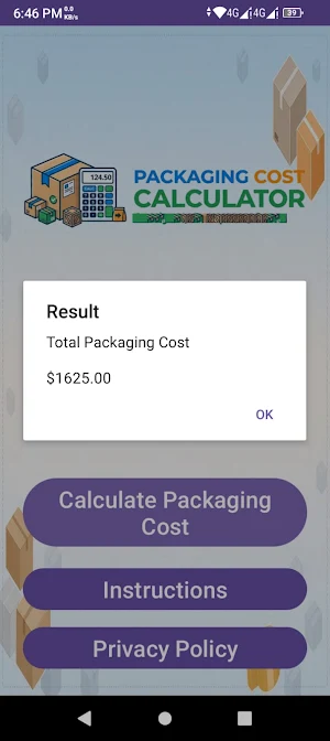 Packaging Cost Calculator Screenshot 2