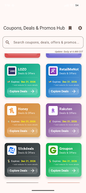 Coupons, Deals & Promos Hub Screenshot 1