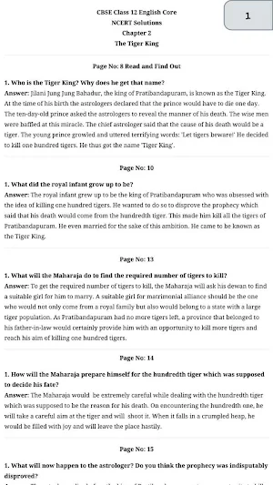 Class 12 English Solutions Screenshot 0
