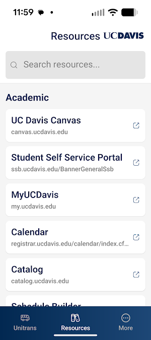 UC Davis Mobile App Screenshot 3