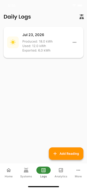 Solar Panel Log Screenshot 0