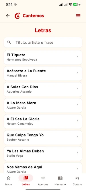 Cantemos: Letras y acordes Screenshot 1