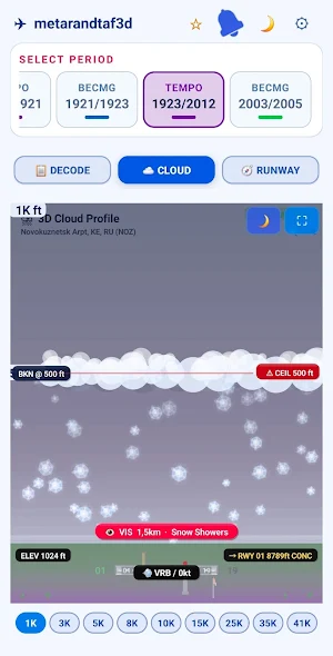 Metar and Taf 3D Cloud Profile Screenshot 0