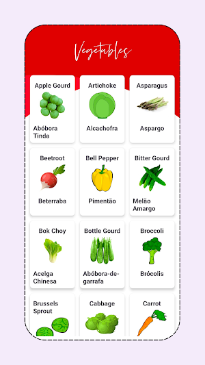 Vegetable Names in Portuguese Screenshot 1