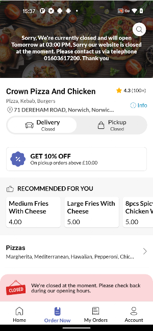 Crown Pizza And Chicken Screenshot 2