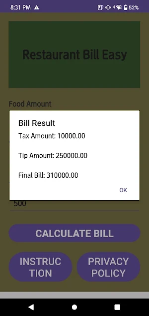 Restaurant Bill Easy Screenshot 3