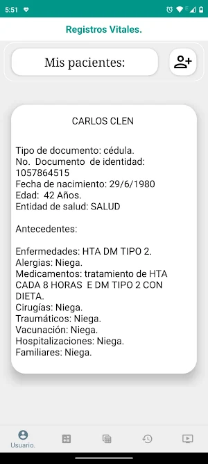 Registros vitales. Screenshot 2