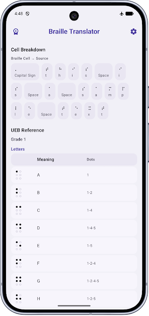Braille Translator: UEB Screenshot 2