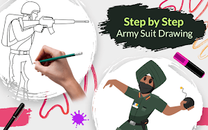 Step by Step Army Suit Drawing Screenshot 0