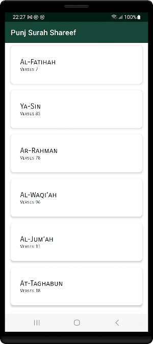 Punj Surah Shareef - Al Quran Screenshot 0