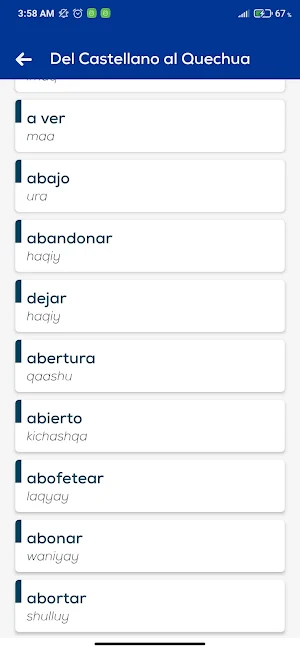 Diccionario Quechua Central Screenshot 1