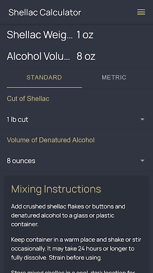 Shellac Calculator Screenshot 0