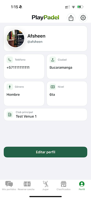 PlayPadel: Pádel Colombia Screenshot 2