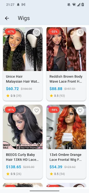 Human Hair & Lace Wigs Shop Screenshot 1