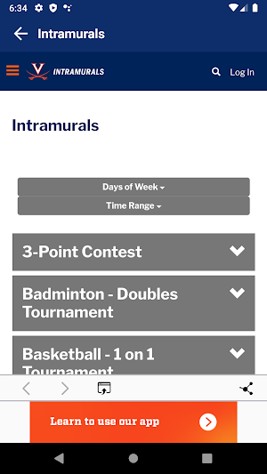 UVA IM-Rec Sports Screenshot 3