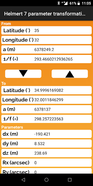 Helmert 7 parameter transformation calculator Screenshot 2