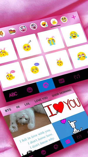 Pink Hearts Diamond Keyboard Background Screenshot 3