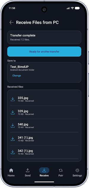 BimdUP: Wireless File Transfer Screenshot 2