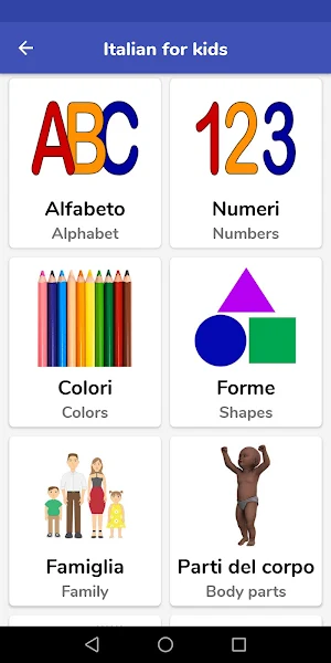 Italian for kids Screenshot 0