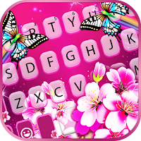 Pink Flower Butterfly Keyboard Background