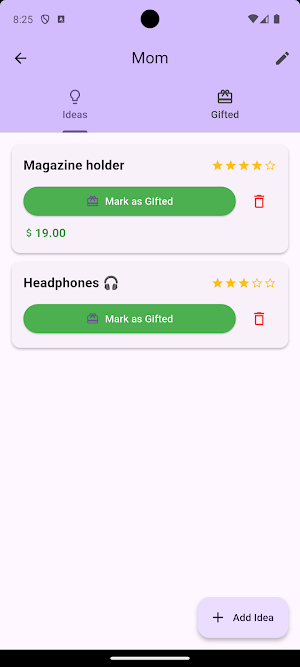 PG Gift Log Screenshot 3