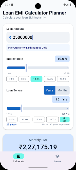 Loan EMI Calculator Planner Screenshot 0
