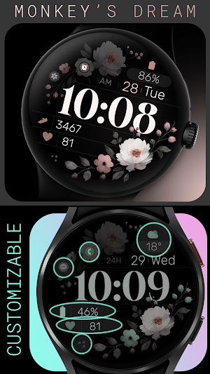Simple Floral 3 Watch Face Screenshot 0