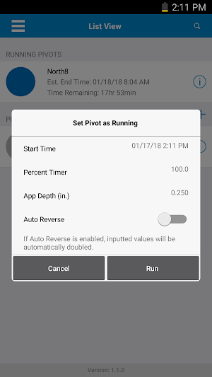 Valley Irrigation Run Time Screenshot 3